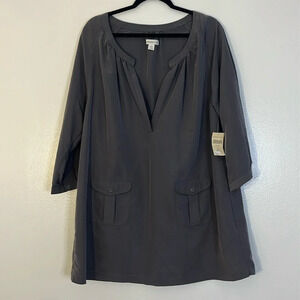 Coldwater Creek | New gray V-neck tunic top blouse Women’s size XL 18 modal